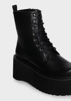 Lemon Drop By Privileged Combat Boots Black Cornelia Platform Boots