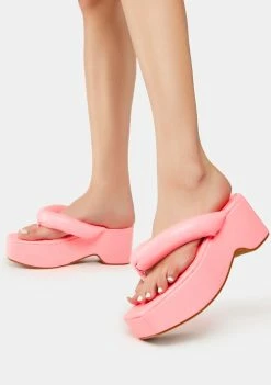 Lemon Drop By Privileged Pink Scotia Platform Sandals Slides