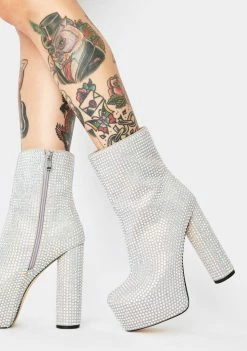 Lemon Drop By Privileged Silver Junior Rhinestone Platform Boots