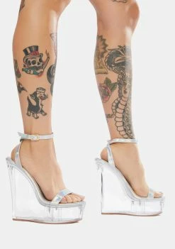 Lemon Drop By Privileged Silver Danalea Platform Wedges