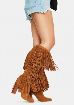 Lemon Drop By Privileged Boots & Booties Camel Premium Fringe Boots