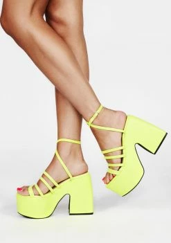 Lemon Drop By Privileged Neon Yellow Tornado Platform Heels