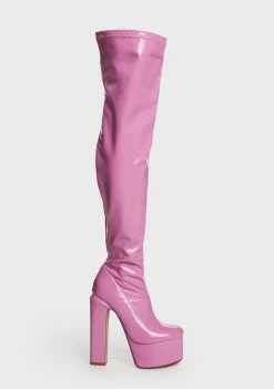 Lemon Drop By Privileged Pink Cranston Thigh-High Boots Platforms