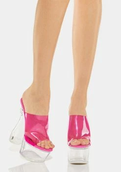 Hot Sale π Lemon Drop By Privileged Pink Amaranth Clear Platform π Heels π 6 Lemon Drop By Privileged Pink Amaranth Clear Platform Heels