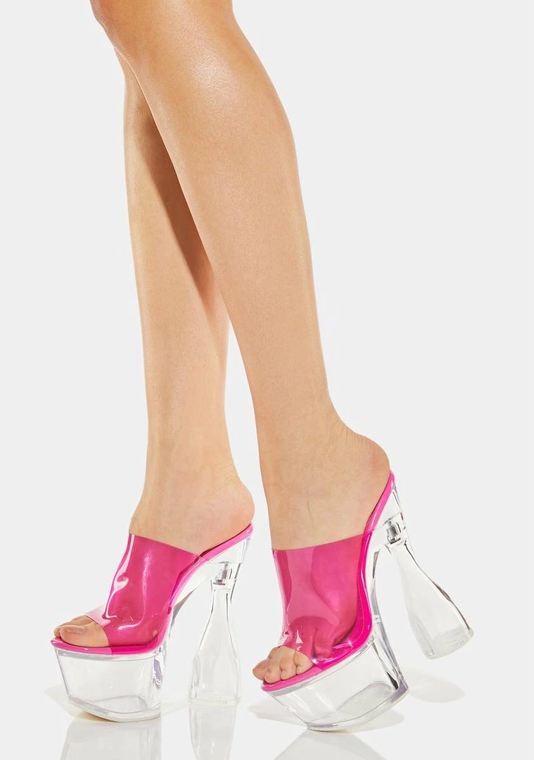 Hot Sale π Lemon Drop By Privileged Pink Amaranth Clear Platform π Heels π 1 Lemon Drop By Privileged Pink Amaranth Clear Platform Heels
