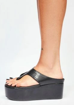 Lemon Drop By Privileged Platforms Black Elexi Platform Sandals
