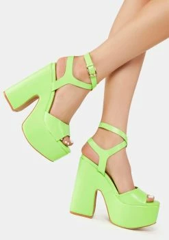 Lemon Drop By Privileged Neon Green Taga Platform Heels