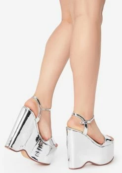 Lemon Drop By Privileged Silver Pop Wedge Heels Wedges