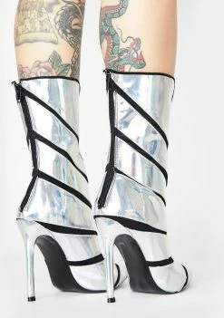 Lemon Drop By Privileged Plushin Holographic Heeled Boots