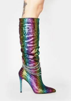 Lemon Drop By Privileged Rainbow Spandau Knee High Boots Boots & Booties
