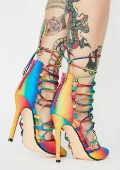 Discount π Lemon Drop By Privileged Rainbow Crispp Lace Up π Heels π 7 Lemon Drop By Privileged Rainbow Crispp Lace Up Heels