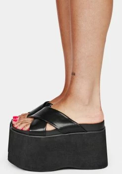 Lemon Drop By Privileged Platforms Black Tanner Platform Sandals