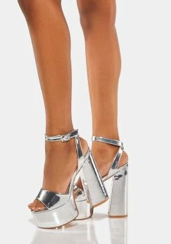 Lemon Drop By Privileged Silver Ruduki Platform Heels