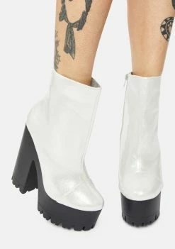 Lemon Drop By Privileged Platforms Silver Odiana Platform Ankle Boots