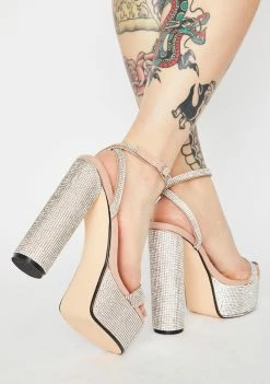 Lemon Drop By Privileged Platforms Zipline Rhinestone Heels