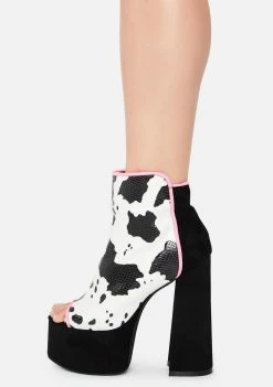 Lemon Drop By Privileged Cow Print Cacie Platform Heels Platforms
