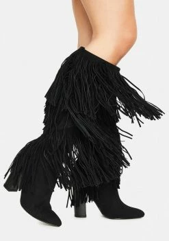 Lemon Drop By Privileged Premium Fringe Boots Boots & Booties