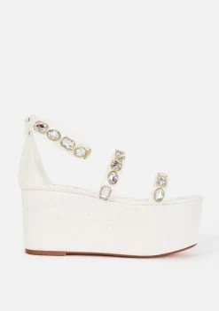 Lemon Drop By Privileged White Paloona Platform Sandals Platforms
