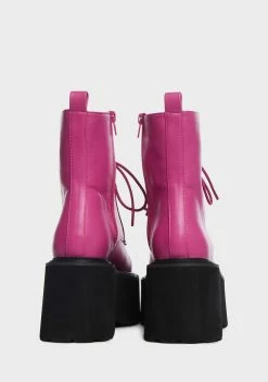 Lemon Drop By Privileged Fuchsia Cornelia Platform Boots Combat Boots