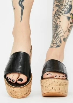 Lemon Drop By Privileged Black Fiji Platform Sandals