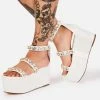 Lemon Drop By Privileged White Paloona Platform Sandals Platforms