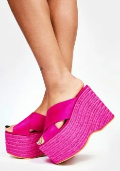 Lemon Drop By Privileged Fuchsia Bannah Platform Sandals Platforms