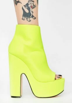Lemon Drop By Privileged Neon Yellow Sandspur Peep Toe Heels