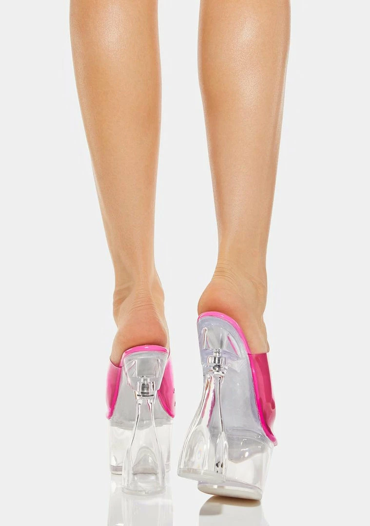 Hot Sale π Lemon Drop By Privileged Pink Amaranth Clear Platform π Heels π 4 Lemon Drop By Privileged Pink Amaranth Clear Platform Heels