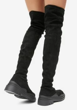 Lemon Drop By Privileged Platforms Black Momentum Knee High Boots