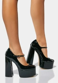 Lemon Drop By Privileged Platforms Sparkley Patent Platform Heels