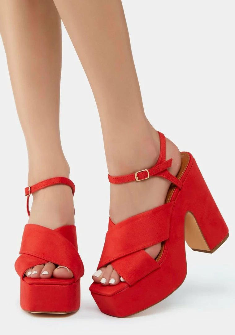 Cheap β Lemon Drop By Privileged Red Sunniva Faux Suede Platform π Heels β 3 Lemon Drop By Privileged Red Sunniva Faux Suede Platform Heels