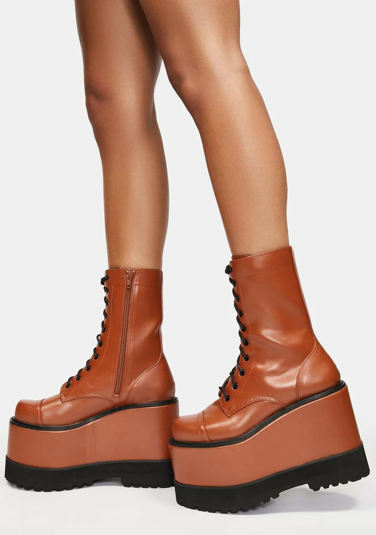 Cheap π Lemon Drop By Privileged Cognac Dizzy Platform π₯Ύ Boots 𧨠3 Lemon Drop By Privileged Cognac Dizzy Platform Boots