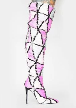 Lemon Drop By Privileged Boots & Booties Pink Yasmania Thigh High Boots