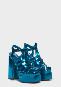 Hot Sale π Lemon Drop By Privileged Blue Metallic Tacy Platform π©΄ Sandals Platforms π 6 Lemon Drop By Privileged Blue Metallic Tacy Platform Sandals Platforms