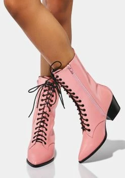 Lemon Drop By Privileged Pink Taye Lace Up Boots