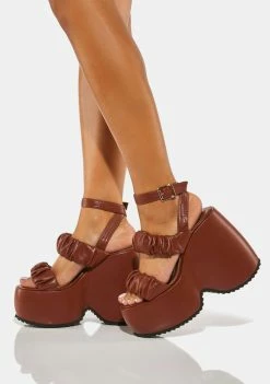 Lemon Drop By Privileged Brown Egey Platform Sandals