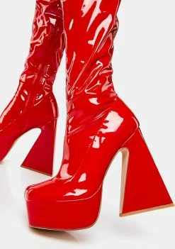 Lemon Drop By Privileged Platforms Red Ginsburg Thigh-High Platform Boots