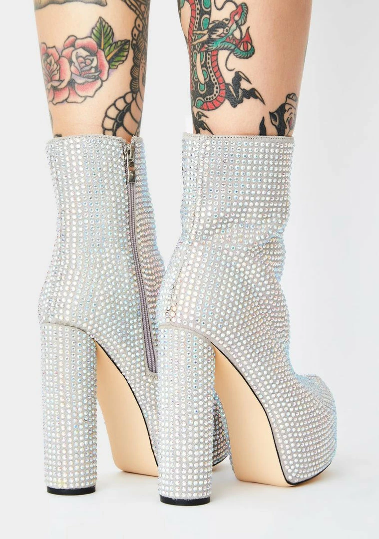 Best Sale π Lemon Drop By Privileged Silver Junior Rhinestone Platform π₯Ύ Boots π 4 Lemon Drop By Privileged Silver Junior Rhinestone Platform Boots