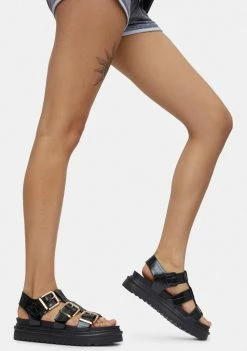 Lemon Drop By Privileged Black Laeticia Gladiator Sandals