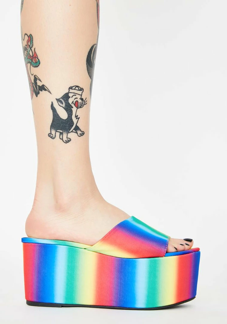 Cheap π₯ Lemon Drop By Privileged Rainbow Lenox Platform π©΄ Sandals β€οΈ 2 Lemon Drop By Privileged Rainbow Lenox Platform Sandals