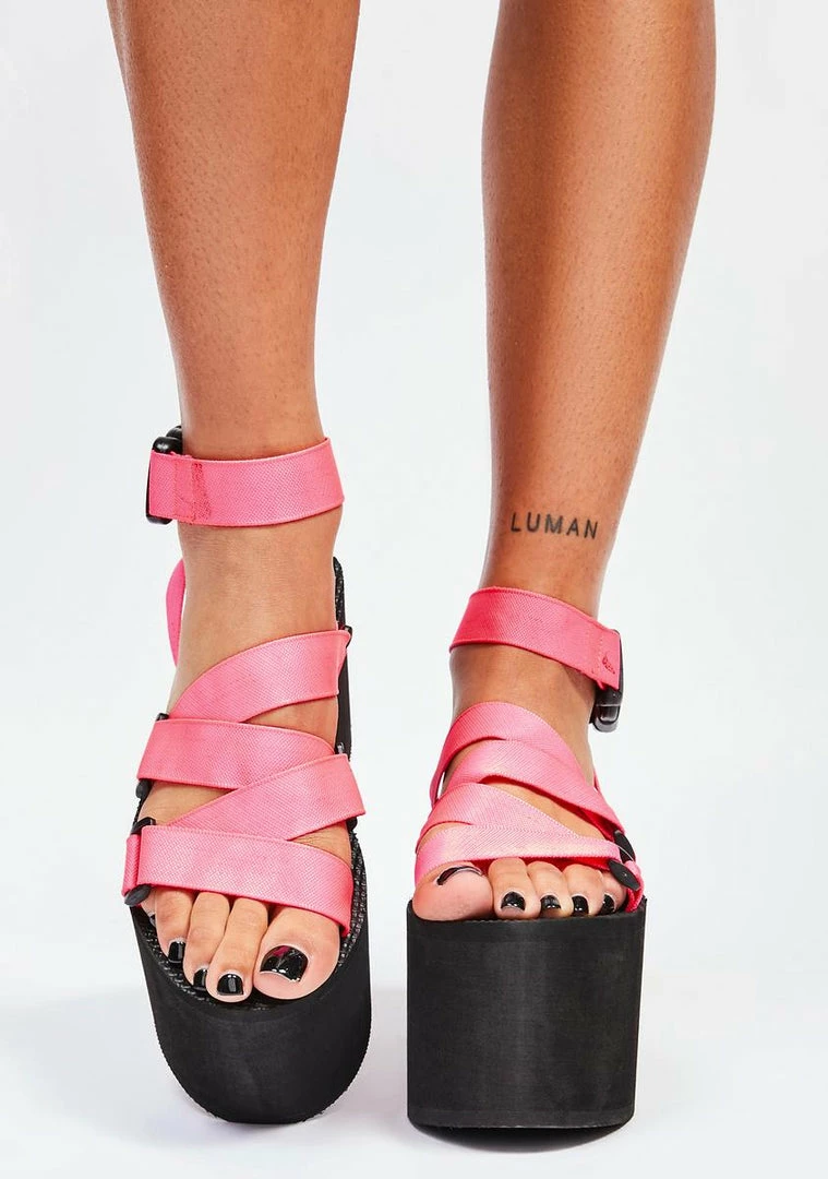 Cheap π₯ Lemon Drop By Privileged Pink Lullaby Platform π©΄ Sandals π€© 3 Lemon Drop By Privileged Pink Lullaby Platform Sandals