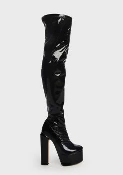 Lemon Drop By Privileged Black Cranston Thigh-High Boots