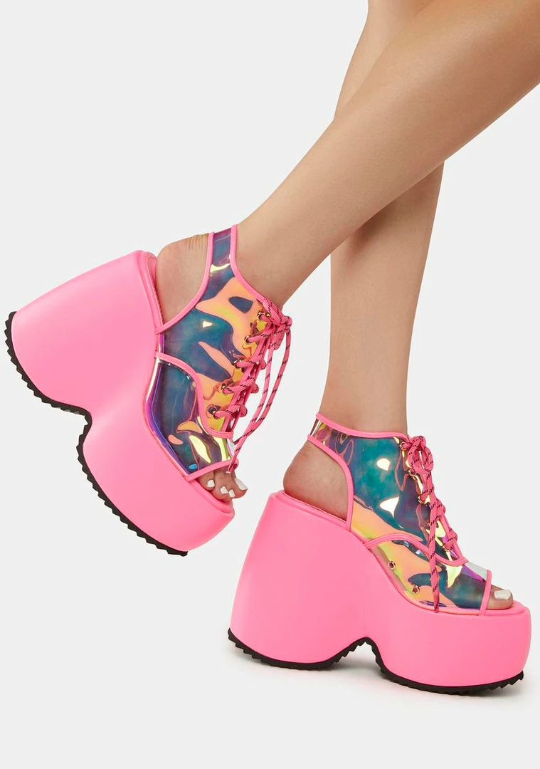 Cheapest π₯° Lemon Drop By Privileged Pink Saphira Platform Wedges βοΈ 1 Lemon Drop By Privileged Pink Saphira Platform Wedges