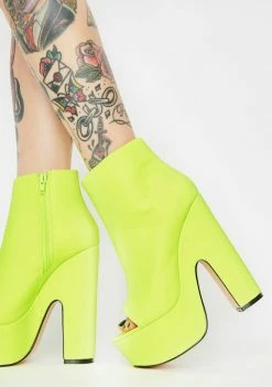 Lemon Drop By Privileged Neon Yellow Sandspur Peep Toe Heels