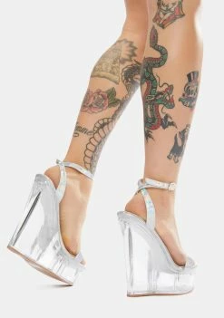 Lemon Drop By Privileged Silver Danalea Platform Wedges