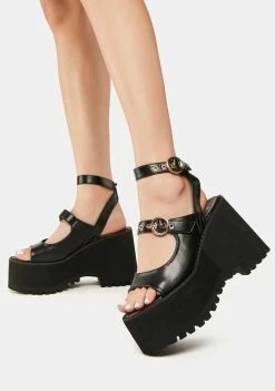 Lemon Drop By Privileged Black Gessie Platform Sandals