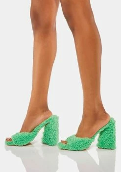 Lemon Drop By Privileged Green Chandlar Fluffy Heels
