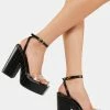Lemon Drop By Privileged Clear Heels Hadley Platform Heels