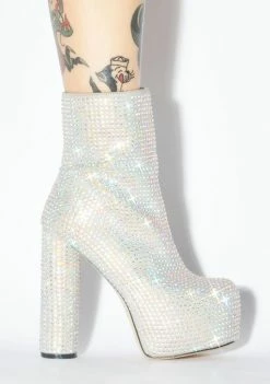 Lemon Drop By Privileged Silver Junior Rhinestone Platform Boots