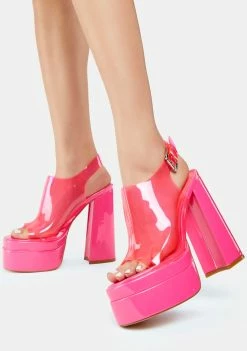 Lemon Drop By Privileged Platform Heels Pink Scotty Platform Clear Heels